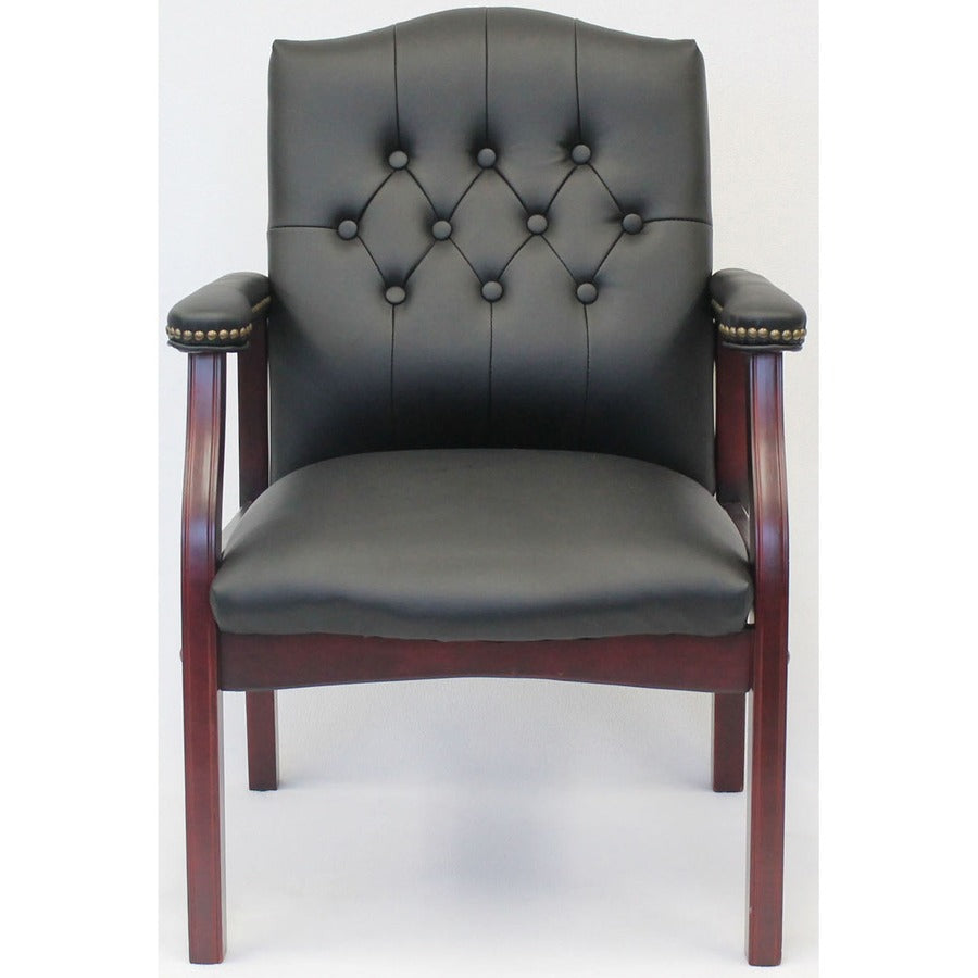 Boss Traditional Guest Chair - Black Seat Color - Vinyl Seat Material - Black Back Color - Vinyl Back Material - 1 Each