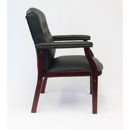 Boss Traditional Guest Chair - Black Seat Color - Vinyl Seat Material - Black Back Color - Vinyl Back Material - 1 Each