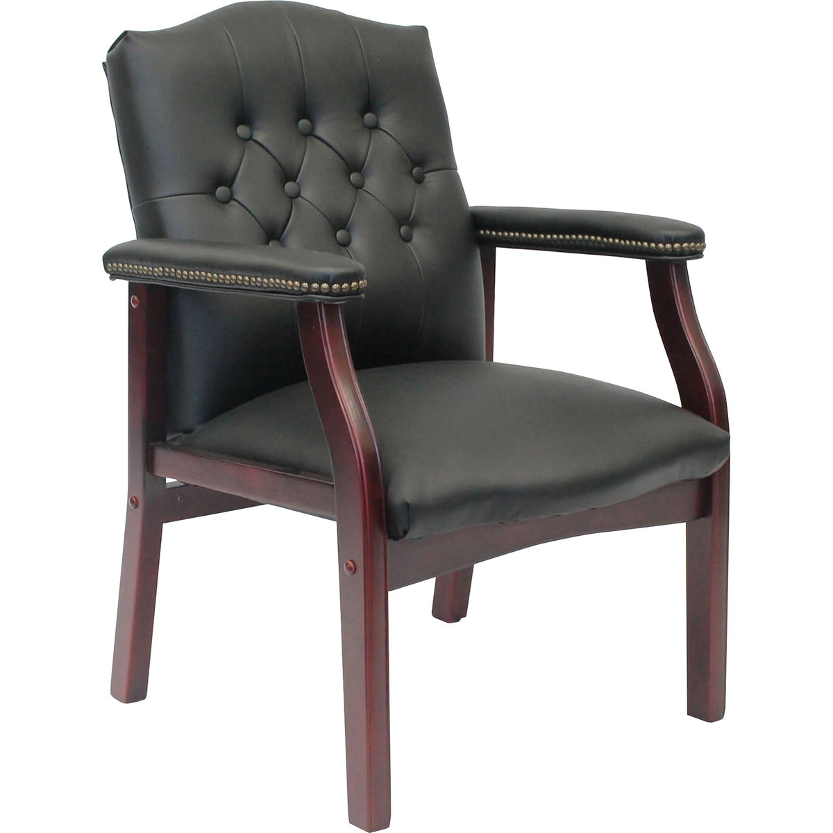 Boss Traditional Guest Chair - Black Seat Color - Vinyl Seat Material - Black Back Color - Vinyl Back Material - 1 Each