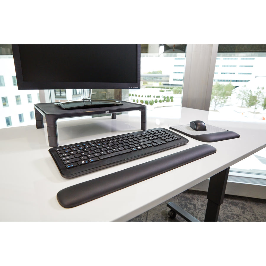 3M Gel Wrist Rest for Keyboard - 0.75" Height x 19" Width x 2" Depth - Black - Gel - 1 Each