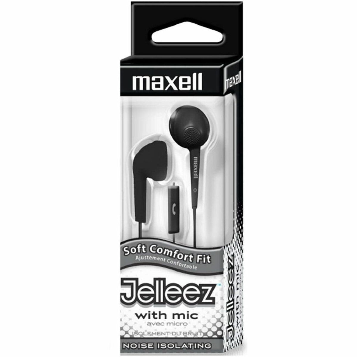 Maxell Jelleez JELM-BK Earset - Stereo - Wired - 20 Hz to 23 kHz - Earbud - Binaural - Outer-ear - 4 ft Cable - Black