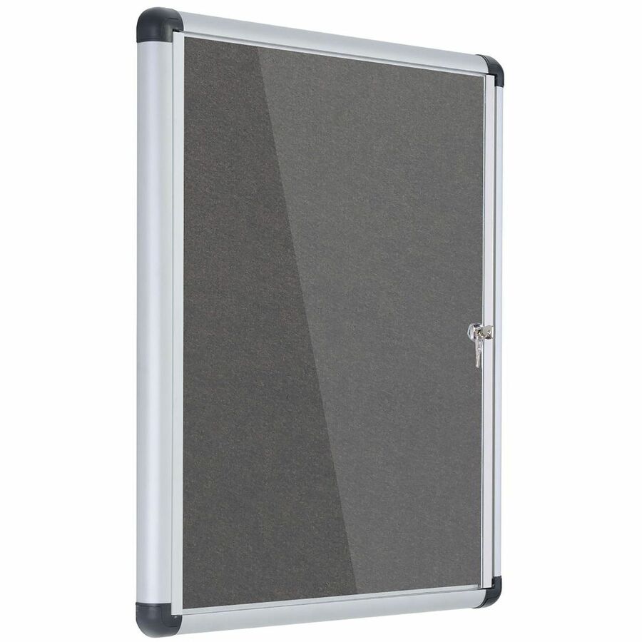MasterVision SlimLine Magnetic Gray Fabric Enclosed Board - 36.60" Board Height x 26.40" Board Width x 0.70" Board Depth