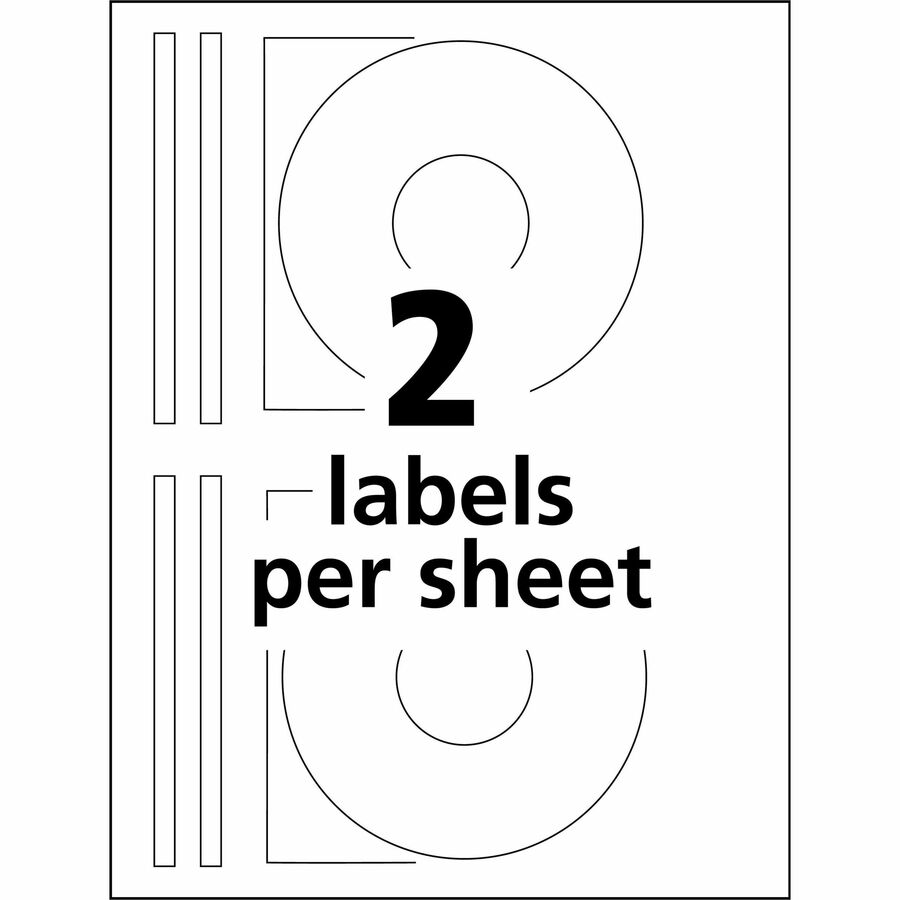 Avery® Optical Disc Label - Permanent Adhesive - Laser - Matte - Matte White - Paper - 2 / Sheet - 50 Total Sheets - 100