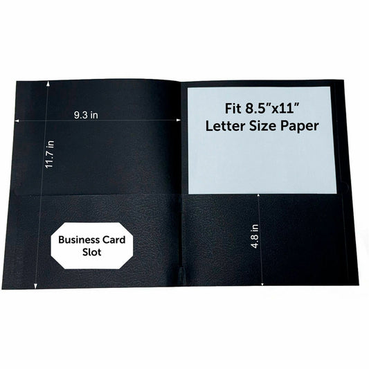 Sparco Letter Pocket Folder - 8 1/2" x 11" - 2 Internal Pocket - Black - 25 / Box