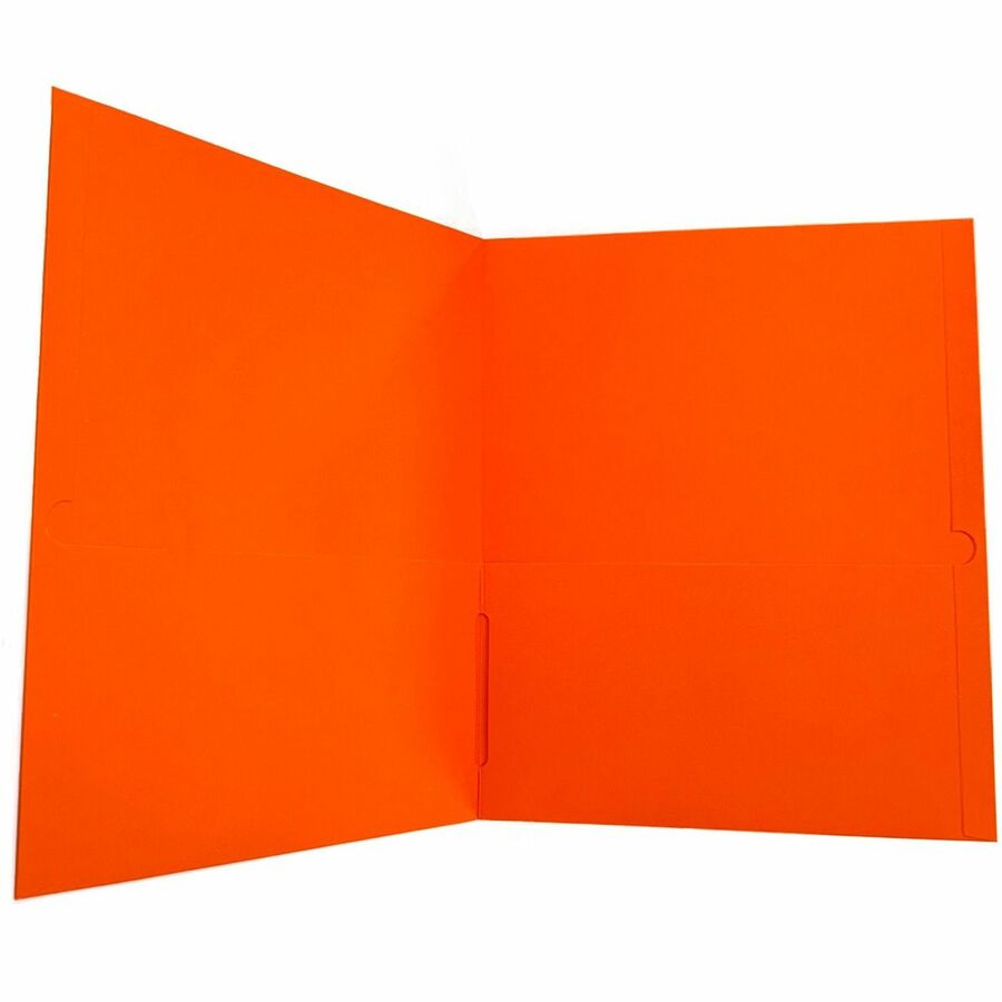 Sparco Letter Pocket Folder - 8 1/2" x 11" - 2 Internal Pocket - Orange - 25 / Box