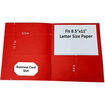 Sparco Letter Pocket Folder - 8 1/2" x 11" - 2 Internal Pocket - Red - 25 / Box