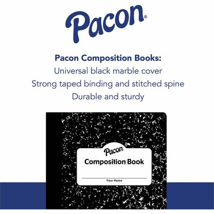 Pacon Composition Book - 100 Sheets - 200 Pages - Quad Ruled Front Ruling - 0.20" Ruled - 9.75" Height x 7.5" Width x 0.
