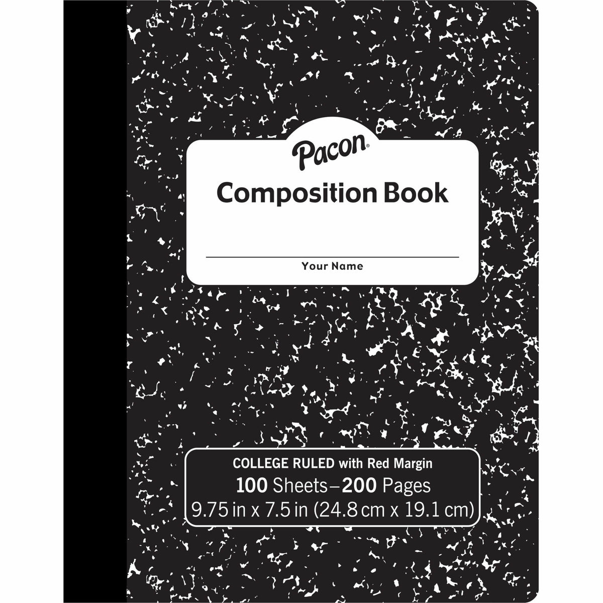 Pacon Composition Book - 100 Sheets - 200 Pages - College Ruled Front Ruling - 0.28" Ruled - 9.75" Height x 7.5" Width x