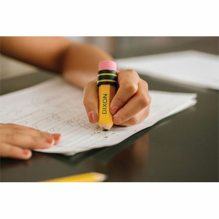 Ticonderoga Pencil-Shaped Erasers - Yellow - Pencil - 1 Box - Latex-free, Smudge-free, Non-toxic