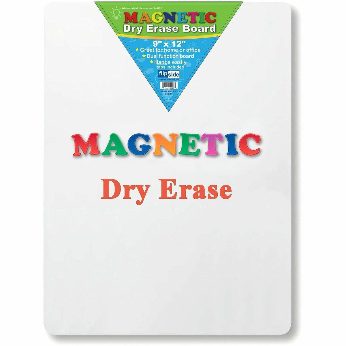 Flipside Magnetic Dry Erase Board - 9" (0.8 ft) Width x 12" (1 ft) Height - White Surface - Rectangle - Magnetic - 1 Eac