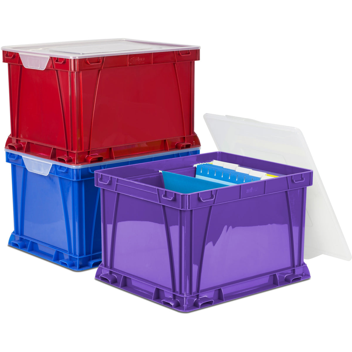 Storex 3 Piece Cube Storage Bins - External Dimensions: 14.3" Width x 17.3" Depth x 10.5" Height - Stackable - Plastic -