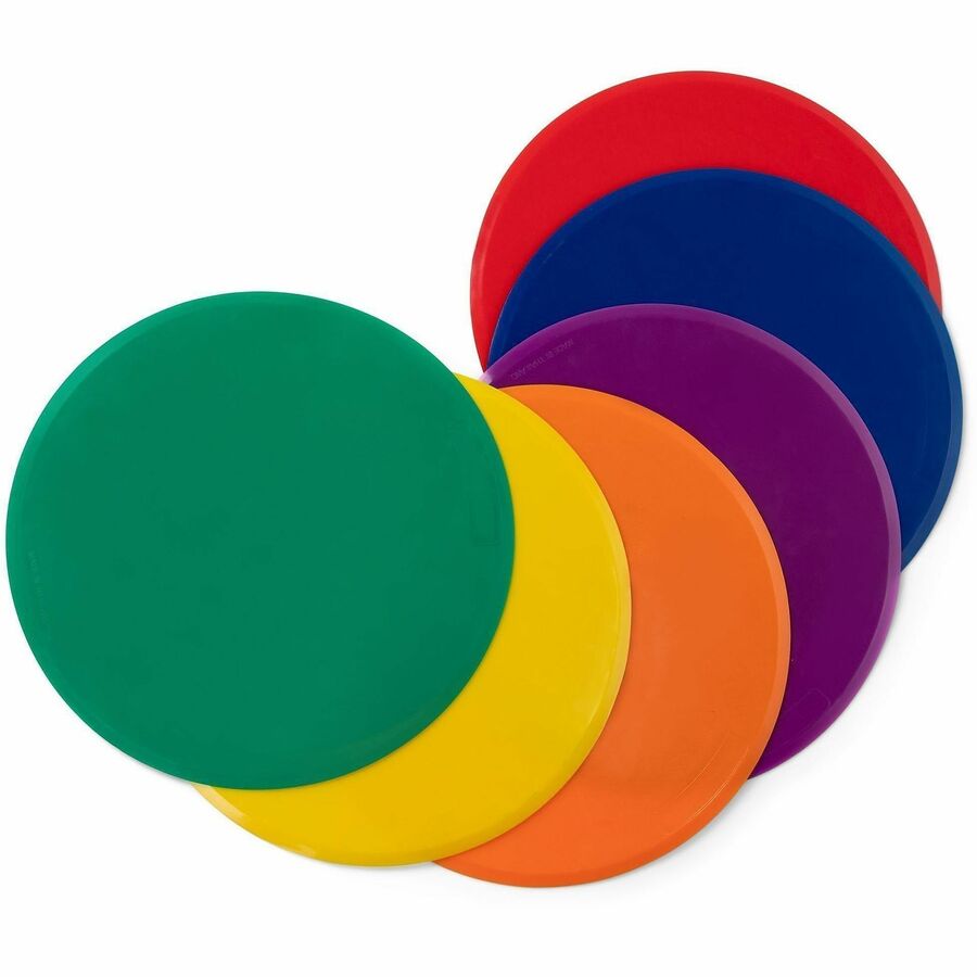 Champion Sports Extra Large Poly Spot Marker Set - Green, Orange, Purple, Red, Blue, Yellow - Vinyl