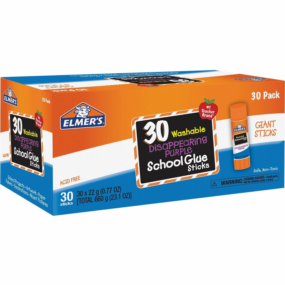 Elmer's Disappearing Purple School Glue Sticks - 0.77 oz - Purple - 30 / Box