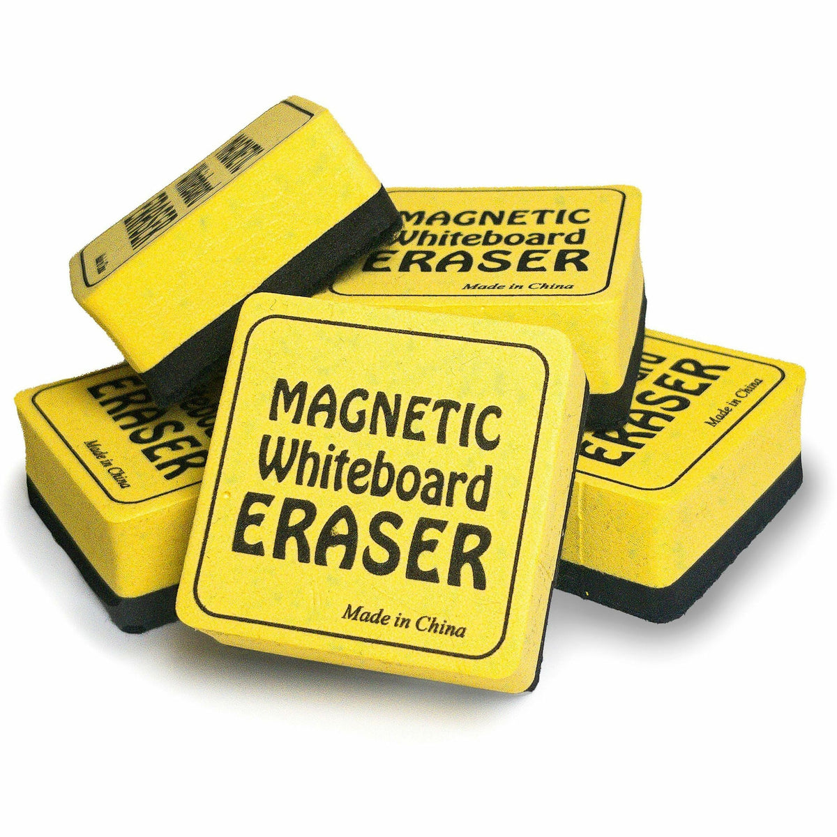 The Pencil Grip Magnetic Whiteboard Eraser - 2" Width x 2" Length - Durable, Lightweight, Soft, Magnetic - Yellow - 12 /
