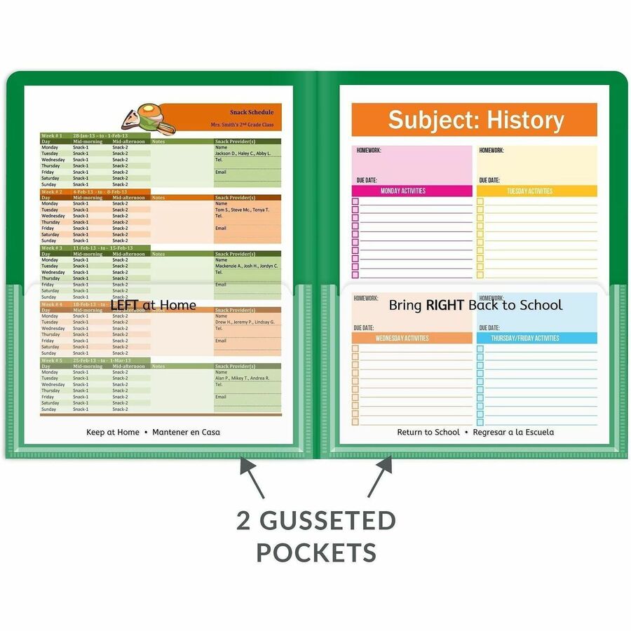 C-Line Classroom Connector Letter Report Cover - 8 1/2" x 11" - 2 Internal Pocket - Green - 25 / Box