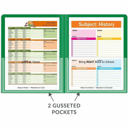 C-Line Classroom Connector Letter Report Cover - 8 1/2" x 11" - 2 Internal Pocket - Green - 25 / Box