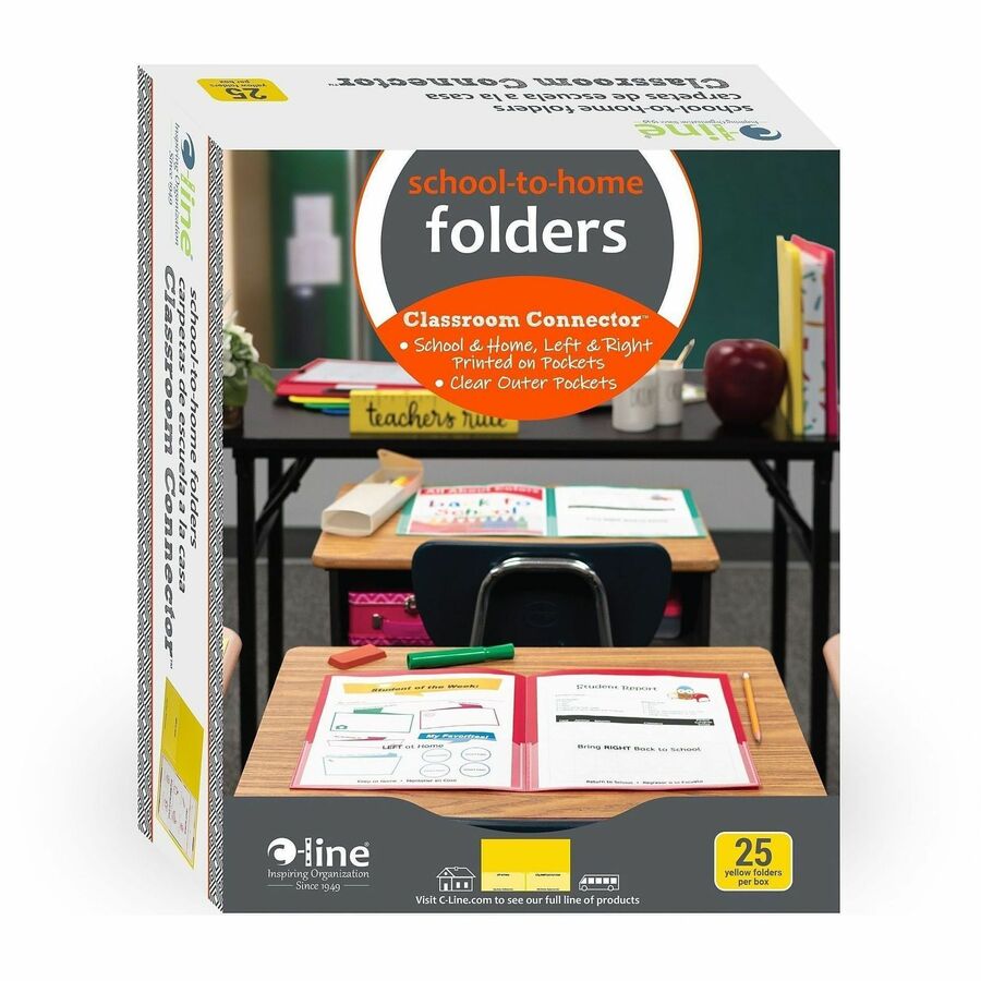 C-Line Classroom Connector Letter Report Cover - 8 1/2" x 11" - 2 Internal Pocket - Yellow - 1 Box