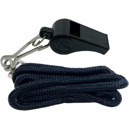 Champion Sports Plastic Whistle/Bulk Lanyard Pack - Black, Silver - Metal, Nylon, Plastic - 12 / Dozen