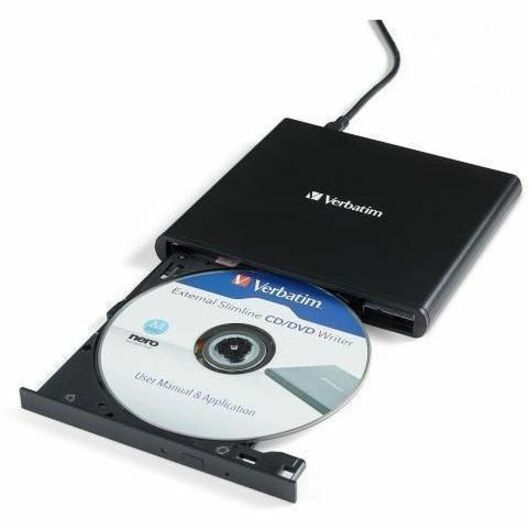 Verbatim DVD-Writer - External - 1 Each - DVD±R/±RW Support - 24x CD Rewrite - 8x DVD Rewrite - M-DISC Ready - Double-la