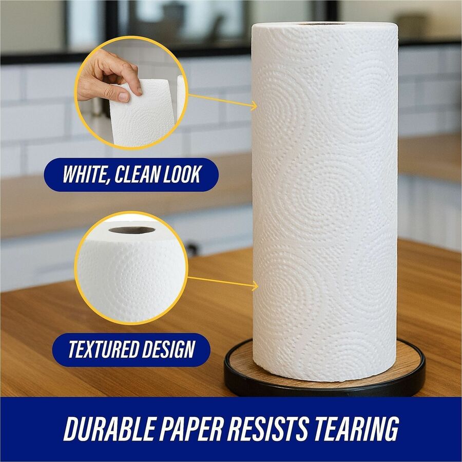 Genuine Joe Kitchen Roll Flexible Size Towels - 2 Ply - 1 5/8" Core - White - Paper - 30 / Carton