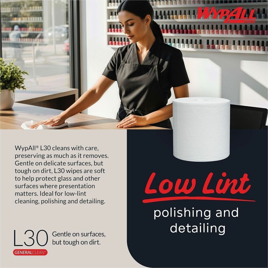 Wypall General Clean L30 Heavy Cleaning Towels - 9.80" Width x 15.20" Length - 300 Sheets/Roll - White - 1 Carton