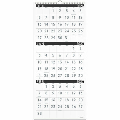 At-A-Glance Contemporary 3-Month Reference Wall Calendar - Large - Monthly - 15 Month - December 2026 to February 2028 -