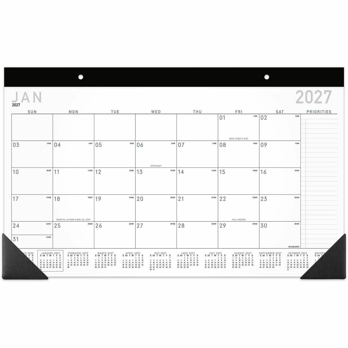 At-A-Glance Contemporary Monthly Desk Pad - Julian Dates - Daily, Monthly - 12 Month - January 2027 to December 2027 - 1
