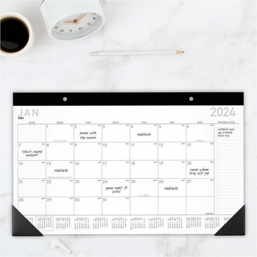 At-A-Glance Contemporary Monthly Desk Pad - Julian Dates - Daily, Monthly - 12 Month - January 2027 to December 2027 - 1