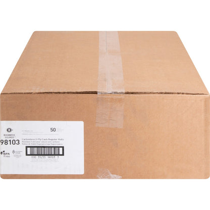 Business Source 2-part Carbonless Cash Register Rolls - 3" x 90 ft - Sustainable Forestry Initiative (SFI) - White - 50 