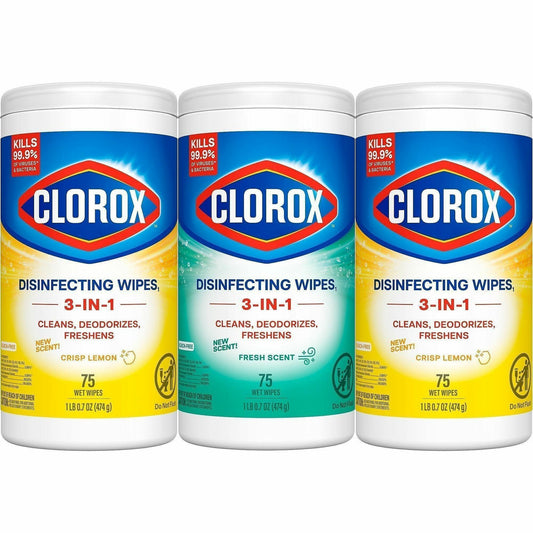 Clorox Disinfecting Bleach Free Cleaning Wipes Value Pack - Ready-To-Use - Fresh, Crisp Lemon Scent - 12" Length x 12" W