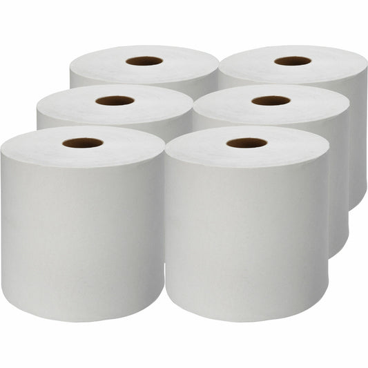 Genuine Joe Hardwound Roll Paper Towels - 7.87" Width x 1000 ft Length - 2" Core - White - 6 / Carton