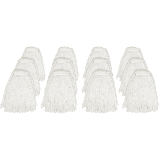 Genuine Joe Cut End Mophead - #24 - 4-ply, Cut Ends, Narrow Headband, Absorbent, Mildew Resistant - Rayon - Natural - 1.