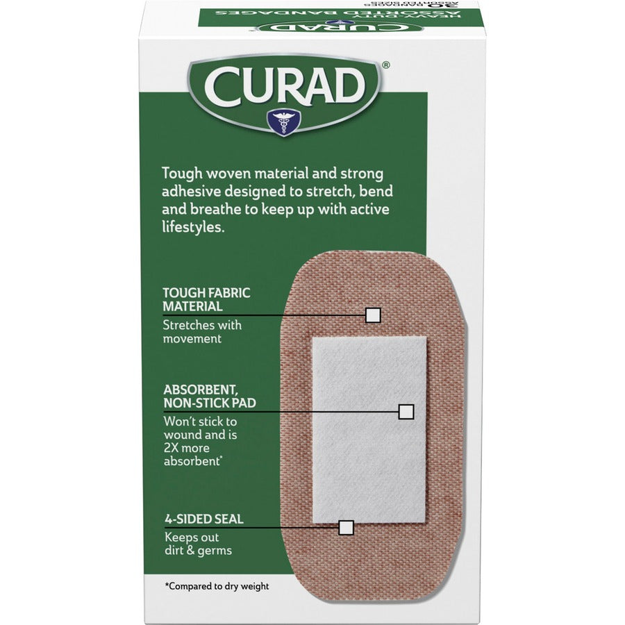 Curad Extreme Hold Assorted Bandages - Tan - Fabric - 30 / Box