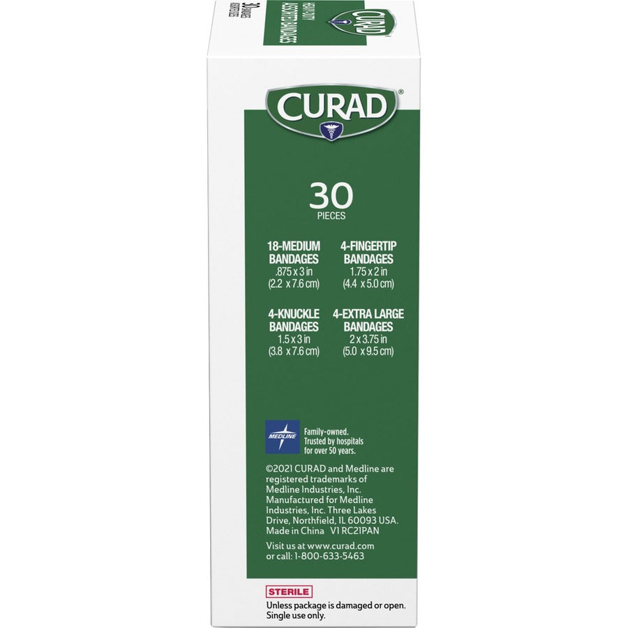 Curad Extreme Hold Assorted Bandages - Tan - Fabric - 30 / Box