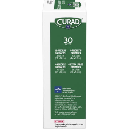 Curad Extreme Hold Assorted Bandages - Tan - Fabric - 30 / Box
