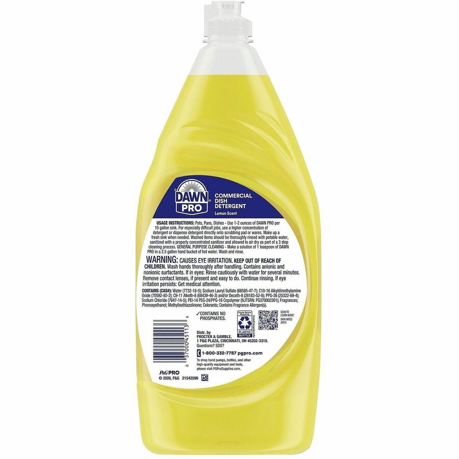 Dawn Commercial Concentrated Lemon-Scented Dish Detergent - For Pot, Pan - Concentrate - Liquid - 38 fl oz (1.2 quart) -