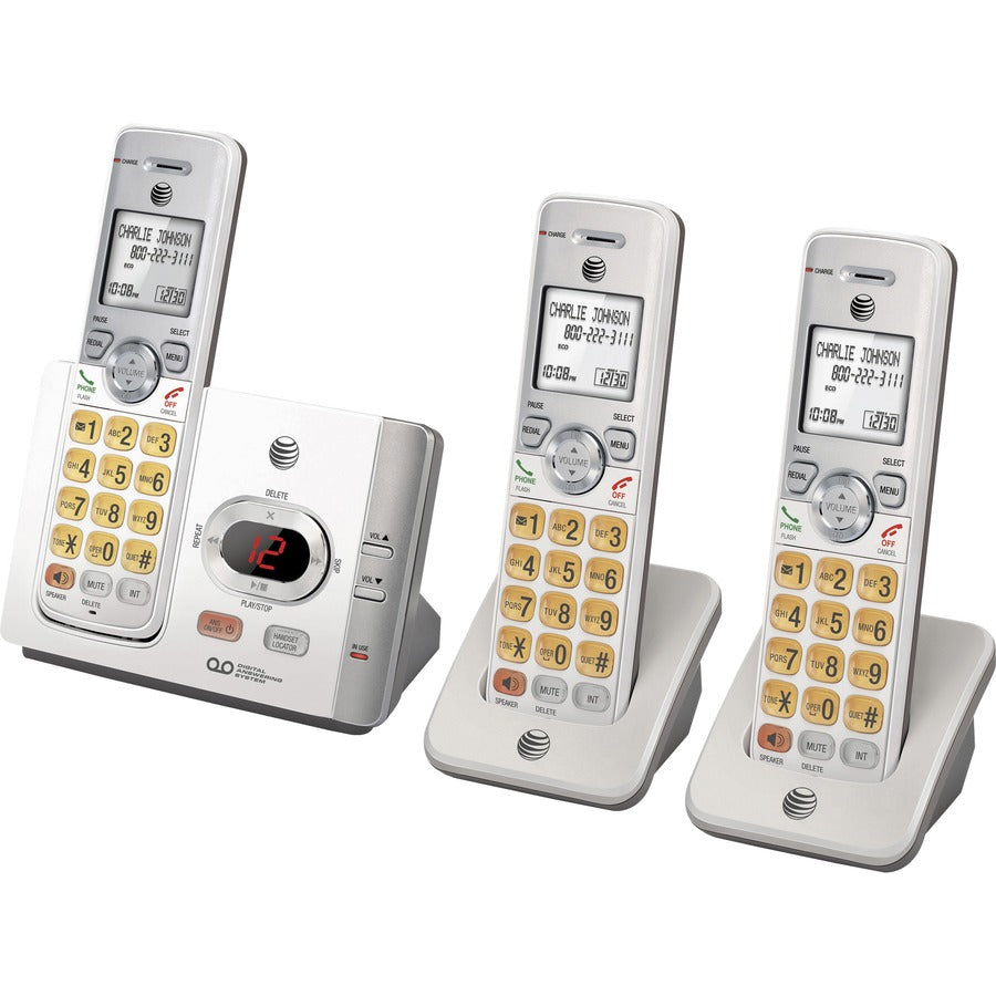AT&T EL52315 DECT 6.0 Cordless Phone - Silver, Black - 1 x Phone Line - 3 x Handset - Speakerphone - Answering Machine