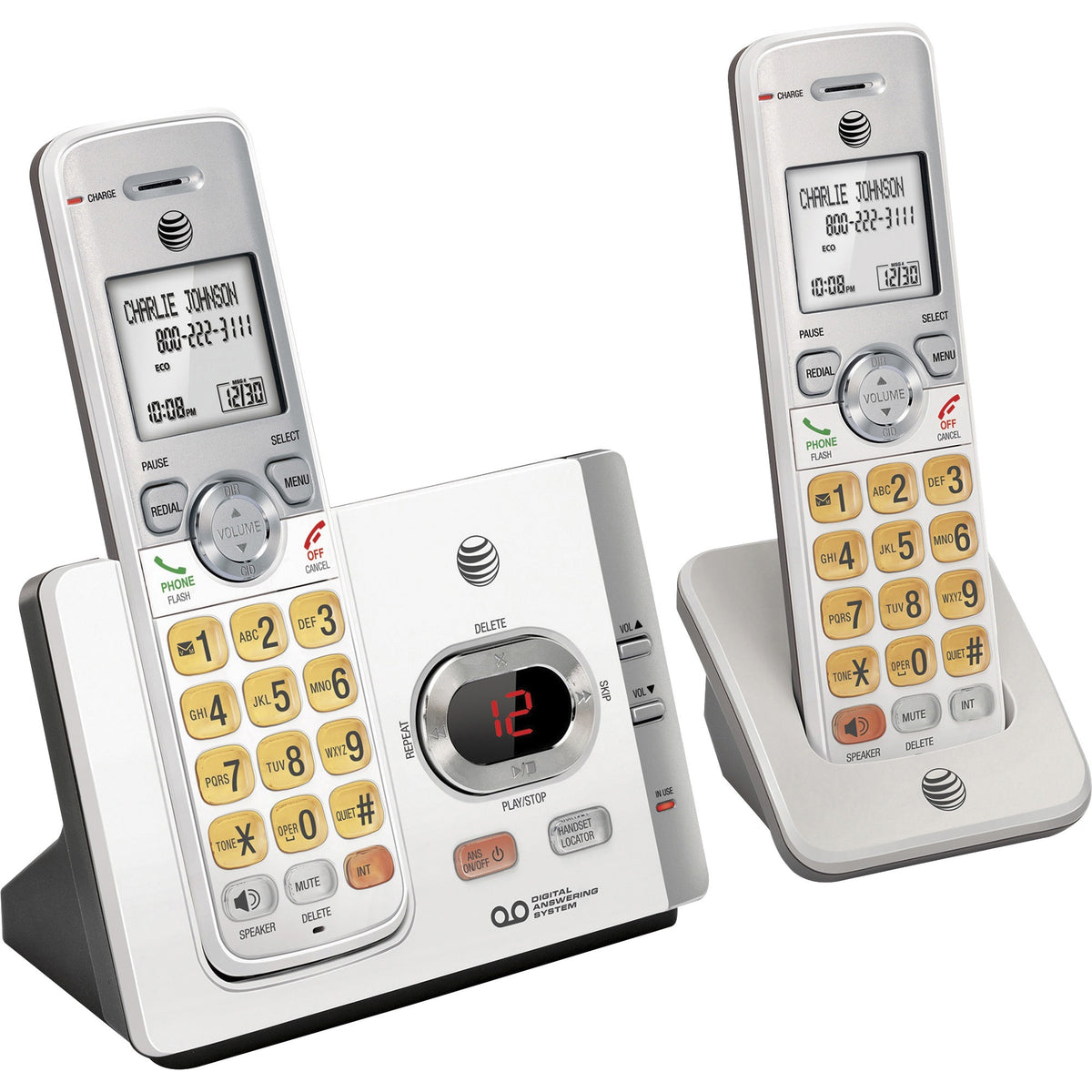 AT&T EL52315 DECT 6.0 Cordless Phone - Silver, Black - 1 x Phone Line - 3 x Handset - Speakerphone - Answering Machine