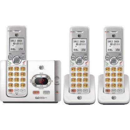AT&T EL52315 DECT 6.0 Cordless Phone - Silver, Black - 1 x Phone Line - 3 x Handset - Speakerphone - Answering Machine