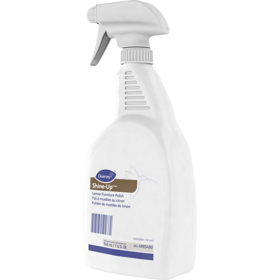 Diversey Shine-Up Lemon Furniture Polish - Ready-To-Use - 32 fl oz (1 quart) - Lemon Scent - Non-smearing, Fingerprint R