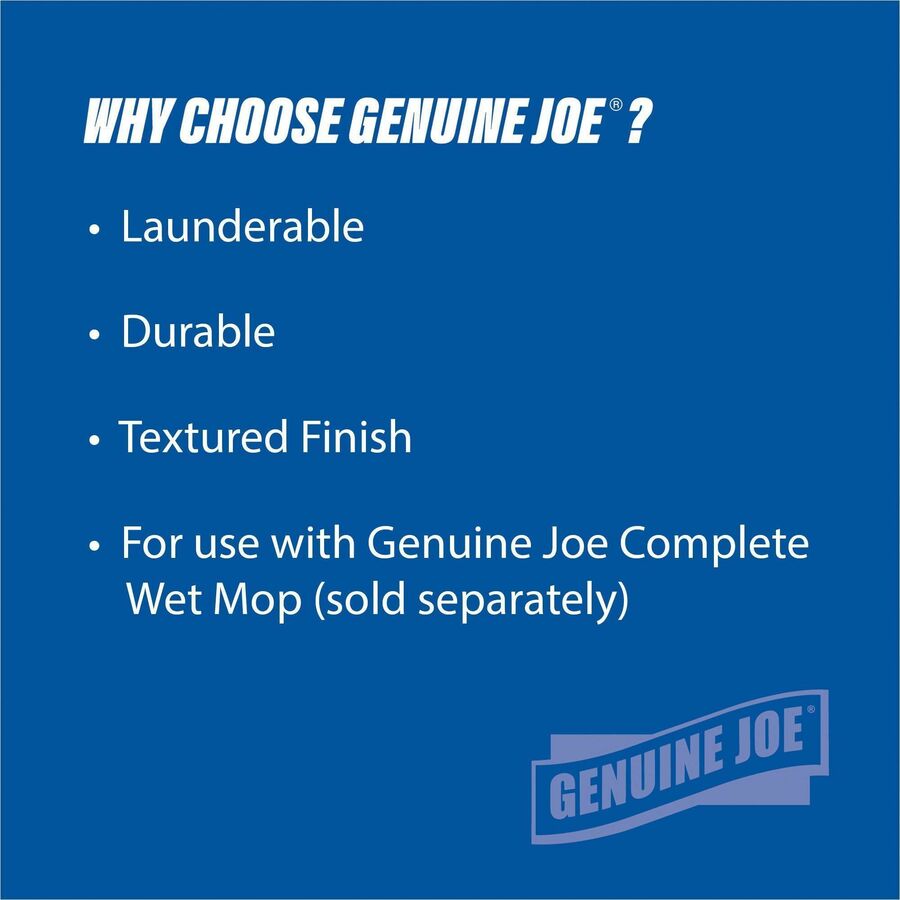 Genuine Joe Microfiber Wet Mophead Refill - Small - Absorbent, Launderable, Durable - MicroFiber - Blue - 12 / Carton
