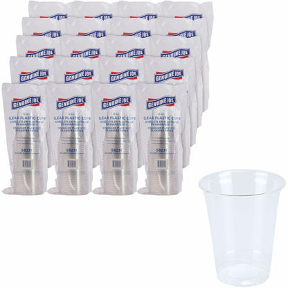 Genuine Joe 12 oz Clear Plastic Cups - 12 fl oz - Clear - Plastic - Cold Drink, Beverage - 25/Pack - 20 / Carton