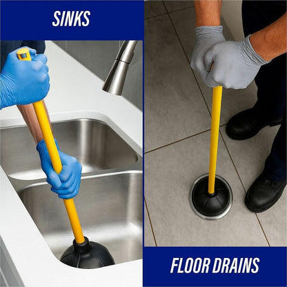 Genuine Joe Value Plus Plunger - 5.75" Cup Diameter - 23" Length - Yellow - Drain, Toilet, Pipe