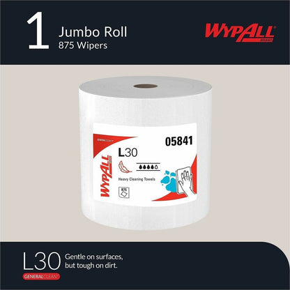 Wypall GeneralClean L30 Heavy Duty Cleaning Towels - 875 Sheets/Roll - White - 1 Carton