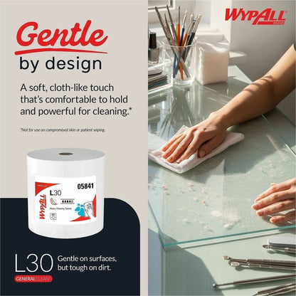 Wypall GeneralClean L30 Heavy Duty Cleaning Towels - 875 Sheets/Roll - White - 1 Carton
