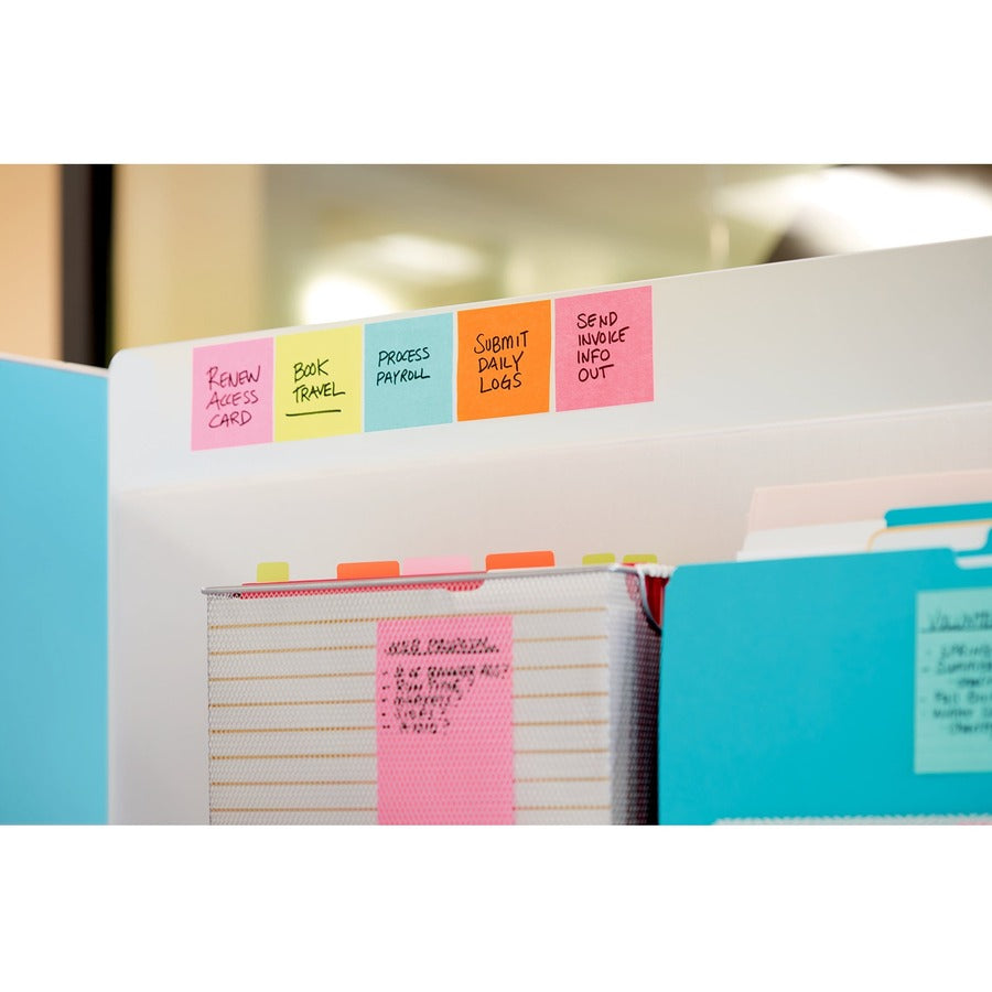 Post-it® Super Sticky Dispenser Notes - Supernova Neons Color Collection - 540 x Multicolor - 3" Flag/Note Width x 3" Fl