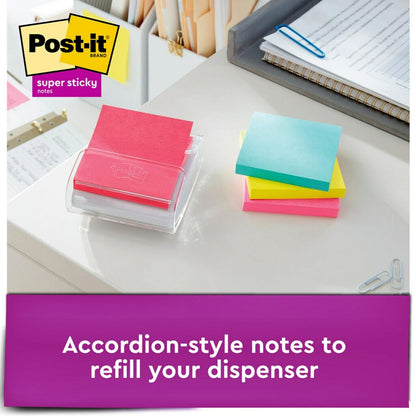 Post-it® Super Sticky Dispenser Notes - Supernova Neons Color Collection - 540 x Multicolor - 3" Flag/Note Width x 3" Fl