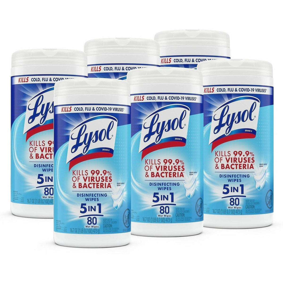 Lysol Disinfecting Wipes - For Multipurpose, Multi Surface - Wipe - Crisp Linen Scent - 7" Length x 7.25" Width - 6 / Ca