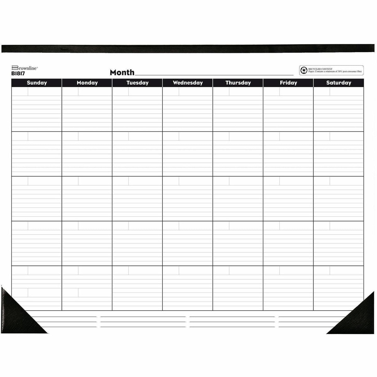 Rediform Undated Monthly Desk Pad - Monthly - 1 Month Single Page Layout - Desk Pad - White - Chipboard - 17" Height x 2