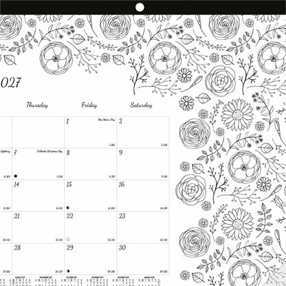 Blueline DoodlePlan Compact Desk Pad - Botanica - Monthly - January 2027 to December 2027 - 1 Month Single Page Layout -